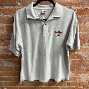 Vintage 90’s Hard Rock Cafe Paris Light Gray Polo 100% Cotton Medium